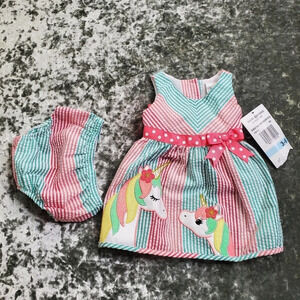 Rare Editions Multicolor Unicorn Dress with Bottoms